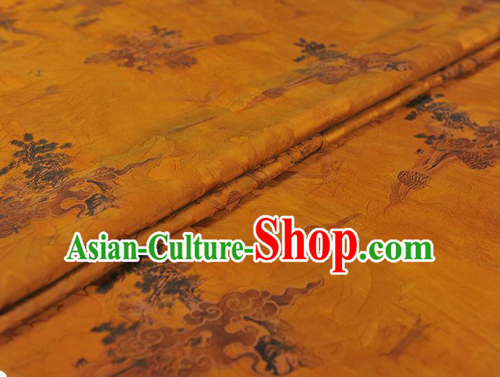 Chinese Classical Cloud Pattern Silk Gambiered Guangdong Gauze Fabric Traditional Cheongsam Yellow Satin Cloth Chinese Classical Cloud Pattern Silk Gambiered Guangdong Gauze Fabric Traditional Cheongsam Yellow Satin Cloth