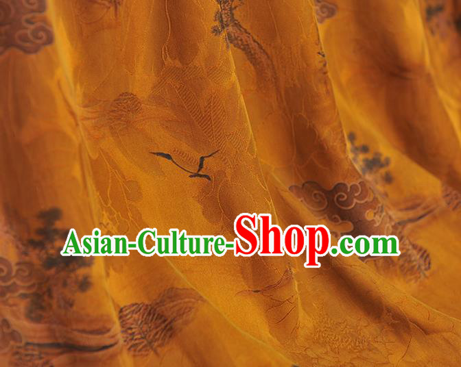 Chinese Classical Cloud Pattern Silk Gambiered Guangdong Gauze Fabric Traditional Cheongsam Yellow Satin Cloth Chinese Classical Cloud Pattern Silk Gambiered Guangdong Gauze Fabric Traditional Cheongsam Yellow Satin Cloth