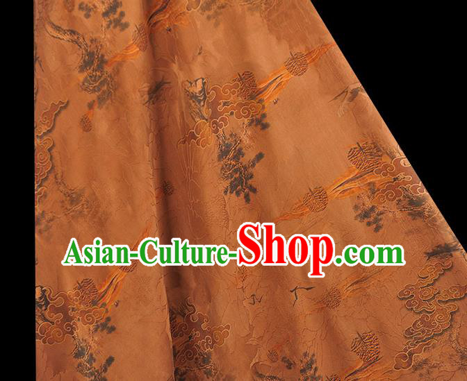 Chinese Traditional Cheongsam Brown Satin Cloth Classical Cloud Pattern Silk Gambiered Guangdong Gauze Fabric Chinese Traditional Cheongsam Brown Satin Cloth Classical Cloud Pattern Silk Gambiered Guangdong Gauze Fabric