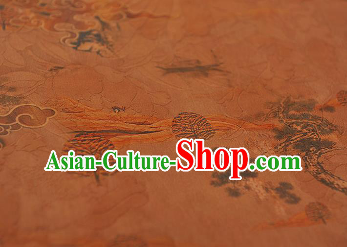 Chinese Traditional Cheongsam Brown Satin Cloth Classical Cloud Pattern Silk Gambiered Guangdong Gauze Fabric Chinese Traditional Cheongsam Brown Satin Cloth Classical Cloud Pattern Silk Gambiered Guangdong Gauze Fabric