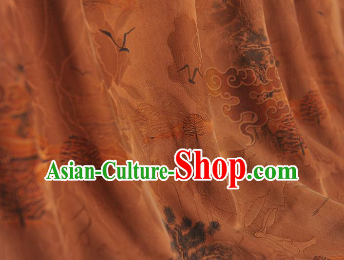 Chinese Traditional Cheongsam Brown Satin Cloth Classical Cloud Pattern Silk Gambiered Guangdong Gauze Fabric Chinese Traditional Cheongsam Brown Satin Cloth Classical Cloud Pattern Silk Gambiered Guangdong Gauze Fabric
