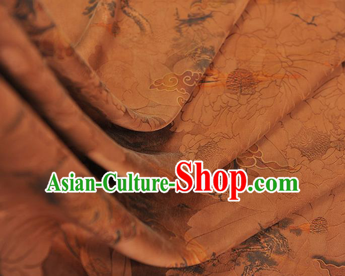 Chinese Traditional Cheongsam Brown Satin Cloth Classical Cloud Pattern Silk Gambiered Guangdong Gauze Fabric Chinese Traditional Cheongsam Brown Satin Cloth Classical Cloud Pattern Silk Gambiered Guangdong Gauze Fabric