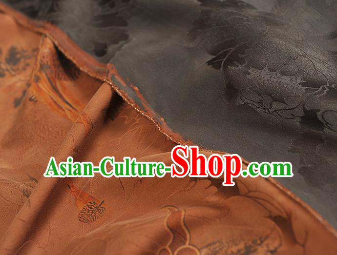 Chinese Traditional Cheongsam Brown Satin Cloth Classical Cloud Pattern Silk Gambiered Guangdong Gauze Fabric Chinese Traditional Cheongsam Brown Satin Cloth Classical Cloud Pattern Silk Gambiered Guangdong Gauze Fabric