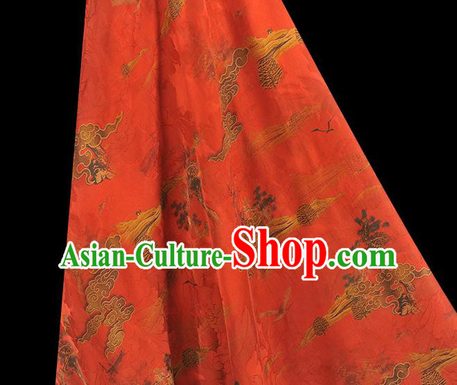 Chinese Red Gambiered Guangdong Gauze Fabric Traditional Cheongsam Satin Cloth Classical Cloud Pattern Silk Chinese Red Gambiered Guangdong Gauze Fabric Traditional Cheongsam Satin Cloth Classical Cloud Pattern Silk