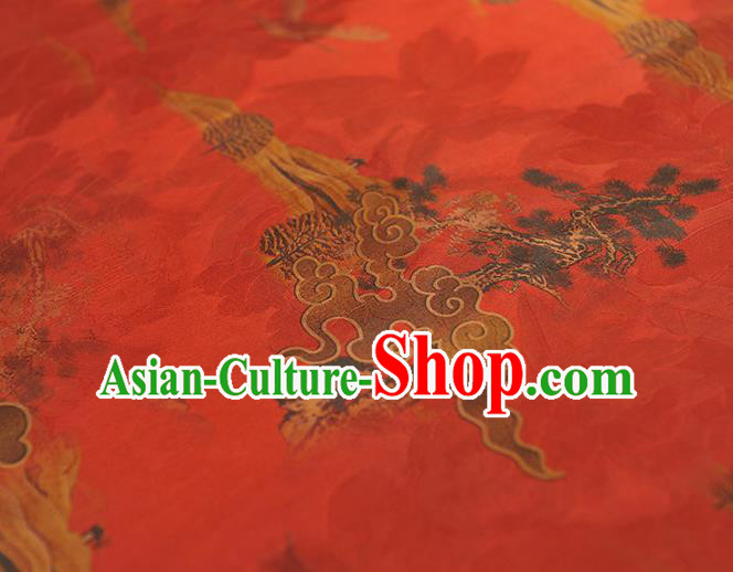 Chinese Red Gambiered Guangdong Gauze Fabric Traditional Cheongsam Satin Cloth Classical Cloud Pattern Silk Chinese Red Gambiered Guangdong Gauze Fabric Traditional Cheongsam Satin Cloth Classical Cloud Pattern Silk
