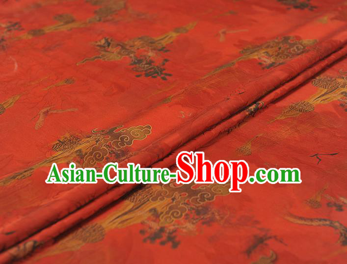 Chinese Red Gambiered Guangdong Gauze Fabric Traditional Cheongsam Satin Cloth Classical Cloud Pattern Silk Chinese Red Gambiered Guangdong Gauze Fabric Traditional Cheongsam Satin Cloth Classical Cloud Pattern Silk