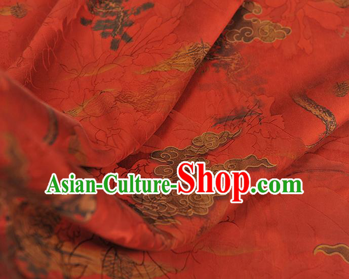 Chinese Red Gambiered Guangdong Gauze Fabric Traditional Cheongsam Satin Cloth Classical Cloud Pattern Silk Chinese Red Gambiered Guangdong Gauze Fabric Traditional Cheongsam Satin Cloth Classical Cloud Pattern Silk