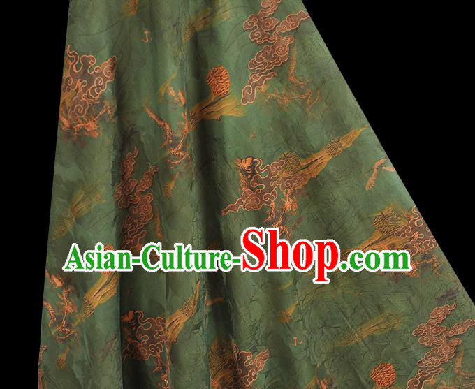 Chinese Classical Cloud Pattern Silk Green Gambiered Guangdong Gauze Fabric Traditional Cheongsam Satin Cloth Chinese Classical Cloud Pattern Silk Green Gambiered Guangdong Gauze Fabric Traditional Cheongsam Satin Cloth