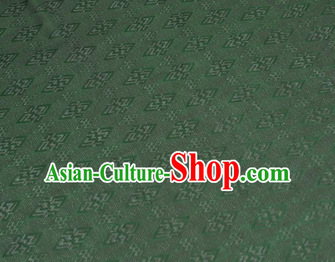 Chinese Traditional Green Silk Fabric Cheongsam Classical Rhombus Pattern Gambiered Guangdong Gauze Cloth Chinese Traditional Green Silk Fabric Cheongsam Classical Rhombus Pattern Gambiered Guangdong Gauze Cloth