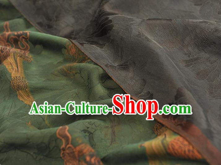 Chinese Classical Cloud Pattern Silk Green Gambiered Guangdong Gauze Fabric Traditional Cheongsam Satin Cloth Chinese Classical Cloud Pattern Silk Green Gambiered Guangdong Gauze Fabric Traditional Cheongsam Satin Cloth