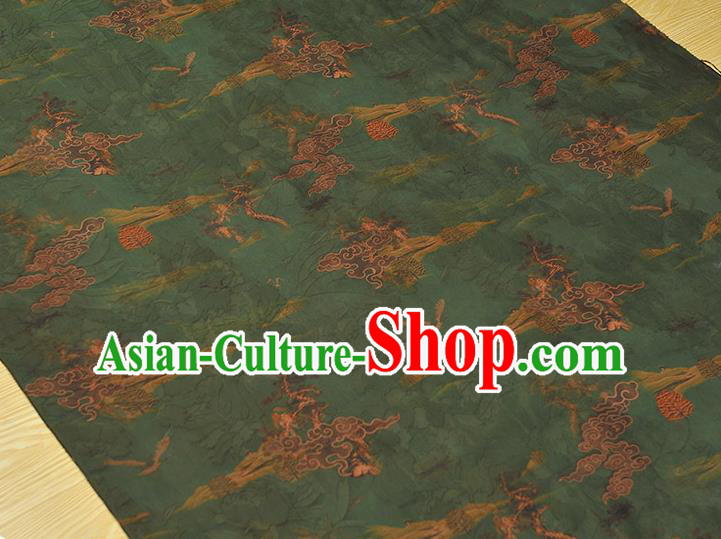 Chinese Classical Cloud Pattern Silk Green Gambiered Guangdong Gauze Fabric Traditional Cheongsam Satin Cloth Chinese Classical Cloud Pattern Silk Green Gambiered Guangdong Gauze Fabric Traditional Cheongsam Satin Cloth