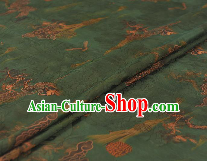 Chinese Classical Cloud Pattern Silk Green Gambiered Guangdong Gauze Fabric Traditional Cheongsam Satin Cloth Chinese Classical Cloud Pattern Silk Green Gambiered Guangdong Gauze Fabric Traditional Cheongsam Satin Cloth