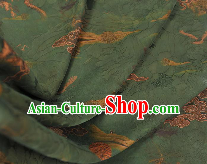 Chinese Classical Cloud Pattern Silk Green Gambiered Guangdong Gauze Fabric Traditional Cheongsam Satin Cloth Chinese Classical Cloud Pattern Silk Green Gambiered Guangdong Gauze Fabric Traditional Cheongsam Satin Cloth