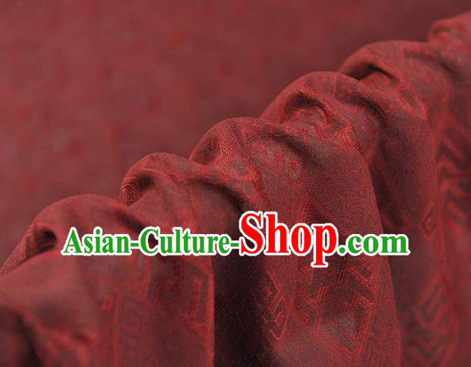 Chinese Cheongsam Classical Rhombus Pattern Gambiered Guangdong Gauze Cloth Traditional Red Silk Fabric Chinese Cheongsam Classical Rhombus Pattern Gambiered Guangdong Gauze Cloth Traditional Red Silk Fabric