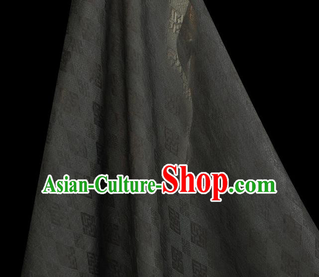 Chinese Cheongsam Cloth Traditional Black Silk Fabric Classical Rhombus Pattern Gambiered Guangdong Gauze Chinese Cheongsam Cloth Traditional Black Silk Fabric Classical Rhombus Pattern Gambiered Guangdong Gauze