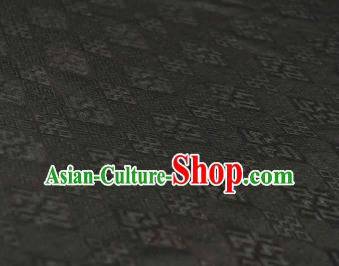 Chinese Cheongsam Cloth Traditional Black Silk Fabric Classical Rhombus Pattern Gambiered Guangdong Gauze Chinese Cheongsam Cloth Traditional Black Silk Fabric Classical Rhombus Pattern Gambiered Guangdong Gauze