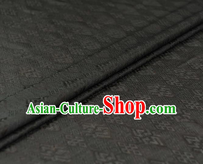 Chinese Cheongsam Cloth Traditional Black Silk Fabric Classical Rhombus Pattern Gambiered Guangdong Gauze Chinese Cheongsam Cloth Traditional Black Silk Fabric Classical Rhombus Pattern Gambiered Guangdong Gauze