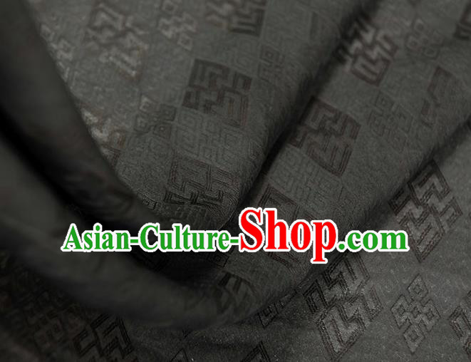 Chinese Cheongsam Cloth Traditional Black Silk Fabric Classical Rhombus Pattern Gambiered Guangdong Gauze Chinese Cheongsam Cloth Traditional Black Silk Fabric Classical Rhombus Pattern Gambiered Guangdong Gauze