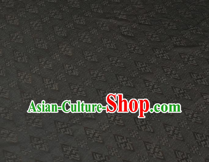 Chinese Cheongsam Cloth Traditional Black Silk Fabric Classical Rhombus Pattern Gambiered Guangdong Gauze Chinese Cheongsam Cloth Traditional Black Silk Fabric Classical Rhombus Pattern Gambiered Guangdong Gauze