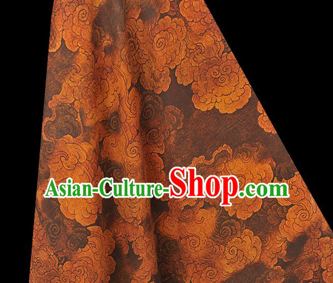 Chinese Traditional Cheongsam Gambiered Guangdong Gauze Brown Cloth Classical Cloud Pattern Silk Fabric Chinese Traditional Cheongsam Gambiered Guangdong Gauze Brown Cloth Classical Cloud Pattern Silk Fabric