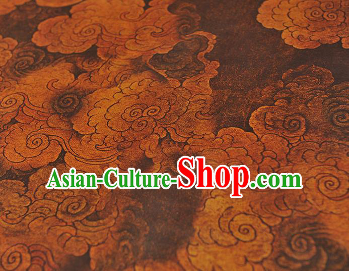 Chinese Traditional Cheongsam Gambiered Guangdong Gauze Brown Cloth Classical Cloud Pattern Silk Fabric Chinese Traditional Cheongsam Gambiered Guangdong Gauze Brown Cloth Classical Cloud Pattern Silk Fabric