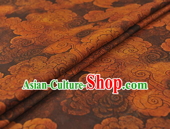 Chinese Traditional Cheongsam Gambiered Guangdong Gauze Brown Cloth Classical Cloud Pattern Silk Fabric Chinese Traditional Cheongsam Gambiered Guangdong Gauze Brown Cloth Classical Cloud Pattern Silk Fabric