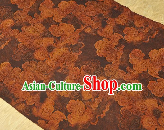 Chinese Traditional Cheongsam Gambiered Guangdong Gauze Brown Cloth Classical Cloud Pattern Silk Fabric Chinese Traditional Cheongsam Gambiered Guangdong Gauze Brown Cloth Classical Cloud Pattern Silk Fabric