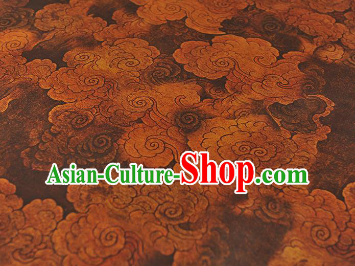 Chinese Traditional Cheongsam Gambiered Guangdong Gauze Brown Cloth Classical Cloud Pattern Silk Fabric Chinese Traditional Cheongsam Gambiered Guangdong Gauze Brown Cloth Classical Cloud Pattern Silk Fabric