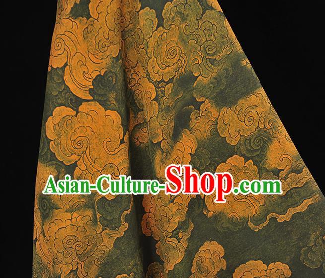Chinese Classical Cloud Pattern Silk Fabric Traditional Cheongsam Gambiered Guangdong Gauze Dark Green Cloth Chinese Classical Cloud Pattern Silk Fabric Traditional Cheongsam Gambiered Guangdong Gauze Dark Green Cloth