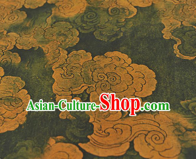 Chinese Classical Cloud Pattern Silk Fabric Traditional Cheongsam Gambiered Guangdong Gauze Dark Green Cloth Chinese Classical Cloud Pattern Silk Fabric Traditional Cheongsam Gambiered Guangdong Gauze Dark Green Cloth