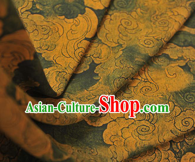 Chinese Classical Cloud Pattern Silk Fabric Traditional Cheongsam Gambiered Guangdong Gauze Dark Green Cloth Chinese Classical Cloud Pattern Silk Fabric Traditional Cheongsam Gambiered Guangdong Gauze Dark Green Cloth