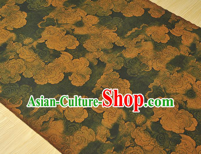 Chinese Classical Cloud Pattern Silk Fabric Traditional Cheongsam Gambiered Guangdong Gauze Dark Green Cloth Chinese Classical Cloud Pattern Silk Fabric Traditional Cheongsam Gambiered Guangdong Gauze Dark Green Cloth
