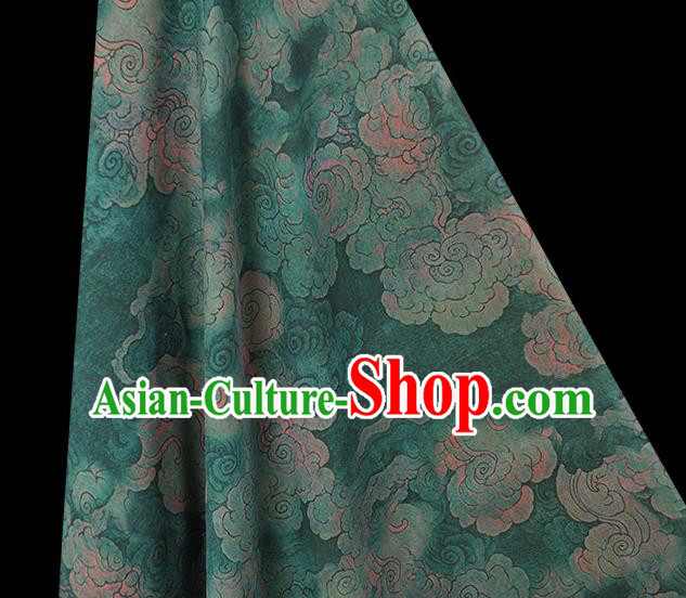 Chinese Green Cloth Classical Cloud Pattern Silk Fabric Traditional Cheongsam Gambiered Guangdong Gauze
