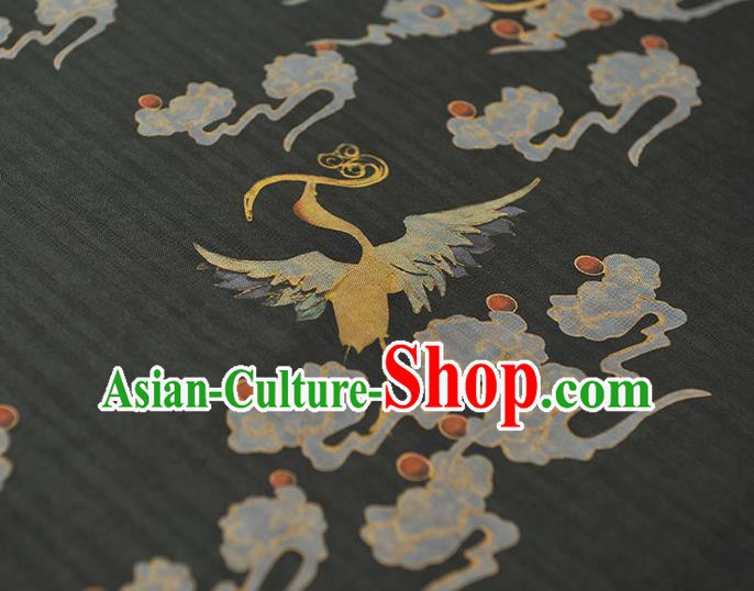 Chinese Black Cloth Traditional Cheongsam Gambiered Guangdong Gauze Classical Cloud Crane Pattern Silk Fabric Chinese Black Cloth Traditional Cheongsam Gambiered Guangdong Gauze Classical Cloud Crane Pattern Silk Fabric