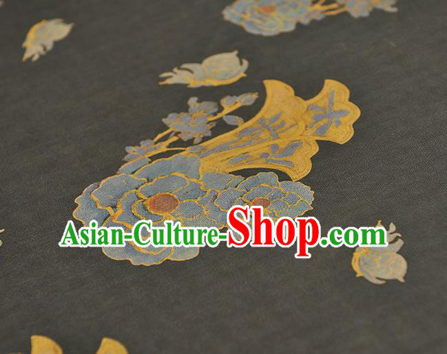 Chinese Traditional Cheongsam Gambiered Guangdong Gauze Classical Peony Pattern Silk Fabric Black Cloth Chinese Traditional Cheongsam Gambiered Guangdong Gauze Classical Peony Pattern Silk Fabric Black Cloth
