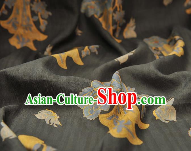 Chinese Traditional Cheongsam Gambiered Guangdong Gauze Classical Peony Pattern Silk Fabric Black Cloth Chinese Traditional Cheongsam Gambiered Guangdong Gauze Classical Peony Pattern Silk Fabric Black Cloth