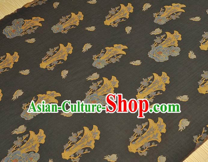 Chinese Traditional Cheongsam Gambiered Guangdong Gauze Classical Peony Pattern Silk Fabric Black Cloth Chinese Traditional Cheongsam Gambiered Guangdong Gauze Classical Peony Pattern Silk Fabric Black Cloth