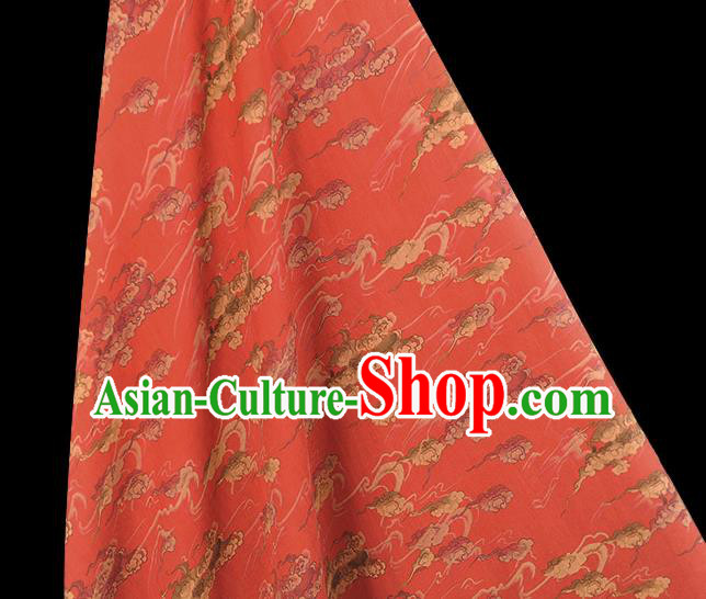 Chinese Traditional Cheongsam Cloth Red Gambiered Guangdong Gauze Classical Clouds Pattern Silk Fabric Chinese Traditional Cheongsam Cloth Red Gambiered Guangdong Gauze Classical Clouds Pattern Silk Fabric