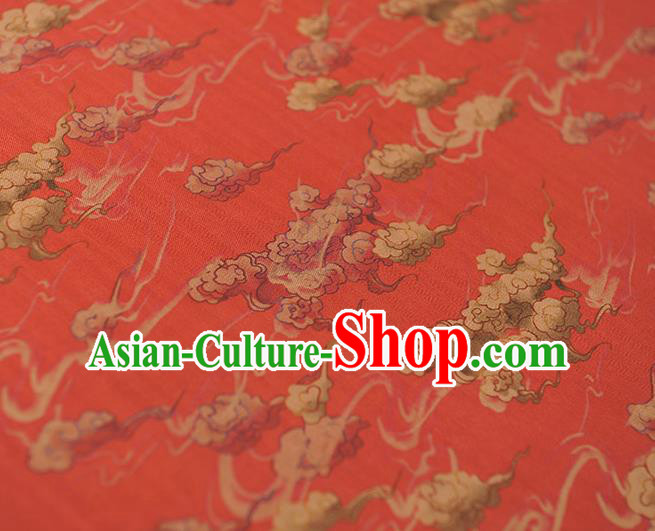 Chinese Traditional Cheongsam Cloth Red Gambiered Guangdong Gauze Classical Clouds Pattern Silk Fabric Chinese Traditional Cheongsam Cloth Red Gambiered Guangdong Gauze Classical Clouds Pattern Silk Fabric