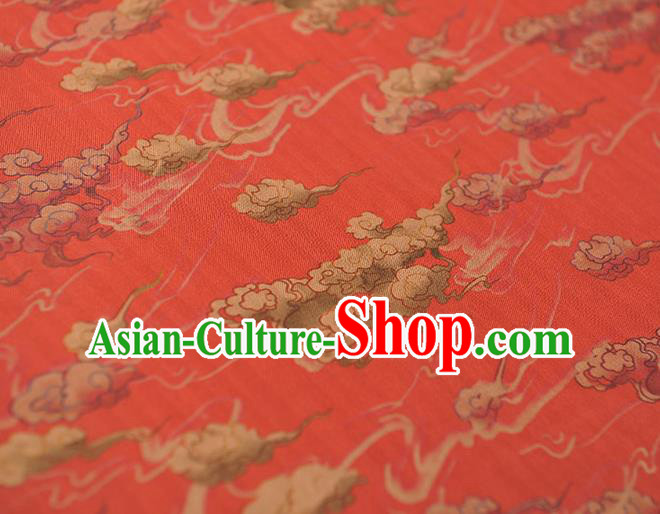 Chinese Traditional Cheongsam Cloth Red Gambiered Guangdong Gauze Classical Clouds Pattern Silk Fabric Chinese Traditional Cheongsam Cloth Red Gambiered Guangdong Gauze Classical Clouds Pattern Silk Fabric