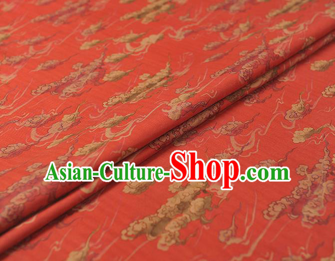 Chinese Traditional Cheongsam Cloth Red Gambiered Guangdong Gauze Classical Clouds Pattern Silk Fabric Chinese Traditional Cheongsam Cloth Red Gambiered Guangdong Gauze Classical Clouds Pattern Silk Fabric