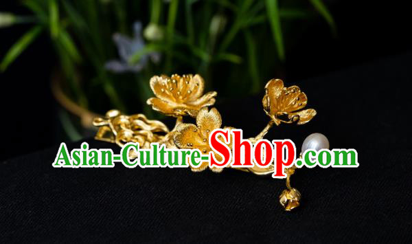 China Ancient Gilding Hair Sticks Hair Accessories Traditional Ming Dynasty Plum Blossom Hairpin China Ancient Gilding Hair Sticks Hair Accessories Traditional Ming Dynasty Plum Blossom Hairpin