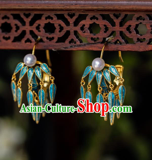 China Traditional Ming Dynasty Court Earrings Imperial Palace Enamel Bamboo Ear Jewelry China Traditional Ming Dynasty Court Earrings Imperial Palace Enamel Bamboo Ear Jewelry