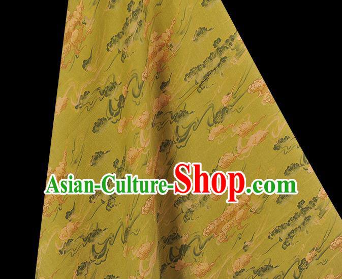 Chinese Classical Clouds Pattern Silk Fabric Traditional Cheongsam Cloth Light Green Gambiered Guangdong Gauze Chinese Classical Clouds Pattern Silk Fabric Traditional Cheongsam Cloth Light Green Gambiered Guangdong Gauze