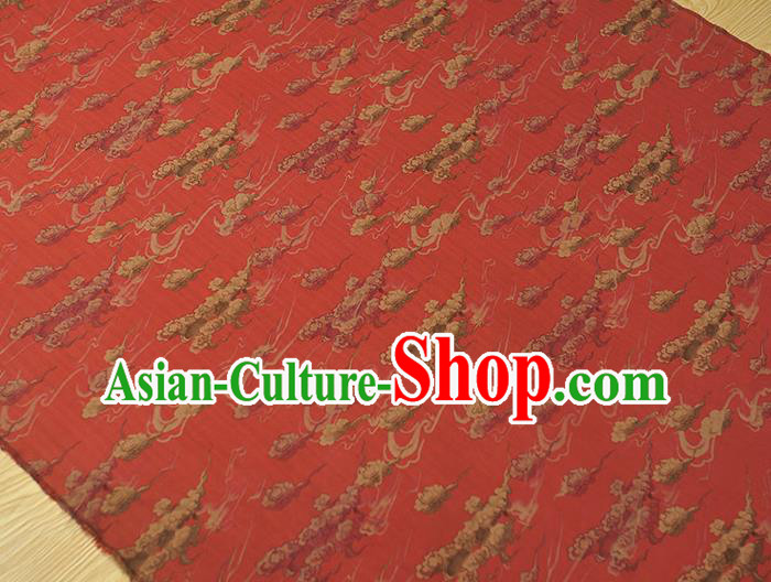 Chinese Traditional Cheongsam Cloth Red Gambiered Guangdong Gauze Classical Clouds Pattern Silk Fabric Chinese Traditional Cheongsam Cloth Red Gambiered Guangdong Gauze Classical Clouds Pattern Silk Fabric