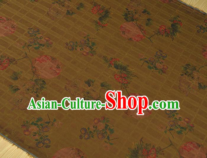 Chinese Cloth Classical Flowers Pattern Silk Fabric Traditional Cheongsam Olive Green Gambiered Guangdong Gauze Chinese Cloth Classical Flowers Pattern Silk Fabric Traditional Cheongsam Olive Green Gambiered Guangdong Gauze