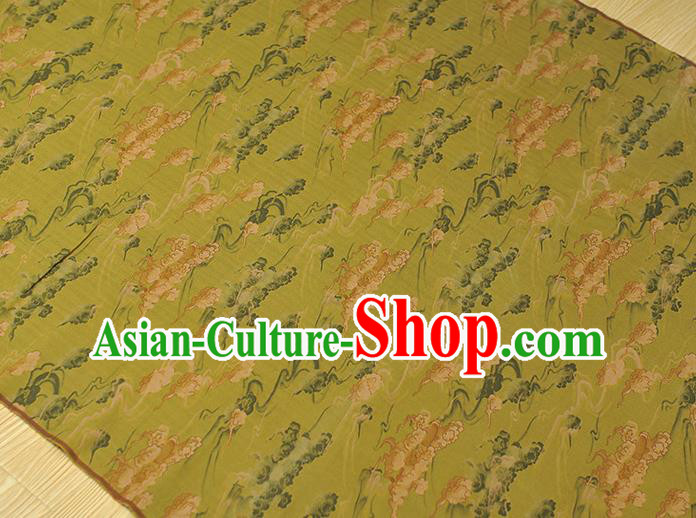 Chinese Classical Clouds Pattern Silk Fabric Traditional Cheongsam Cloth Light Green Gambiered Guangdong Gauze Chinese Classical Clouds Pattern Silk Fabric Traditional Cheongsam Cloth Light Green Gambiered Guangdong Gauze