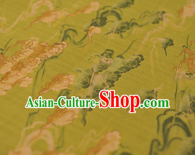 Chinese Classical Clouds Pattern Silk Fabric Traditional Cheongsam Cloth Light Green Gambiered Guangdong Gauze Chinese Classical Clouds Pattern Silk Fabric Traditional Cheongsam Cloth Light Green Gambiered Guangdong Gauze