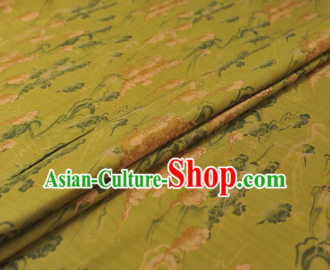 Chinese Classical Clouds Pattern Silk Fabric Traditional Cheongsam Cloth Light Green Gambiered Guangdong Gauze Chinese Classical Clouds Pattern Silk Fabric Traditional Cheongsam Cloth Light Green Gambiered Guangdong Gauze