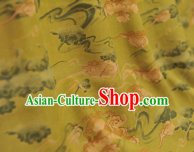 Chinese Classical Clouds Pattern Silk Fabric Traditional Cheongsam Cloth Light Green Gambiered Guangdong Gauze Chinese Classical Clouds Pattern Silk Fabric Traditional Cheongsam Cloth Light Green Gambiered Guangdong Gauze